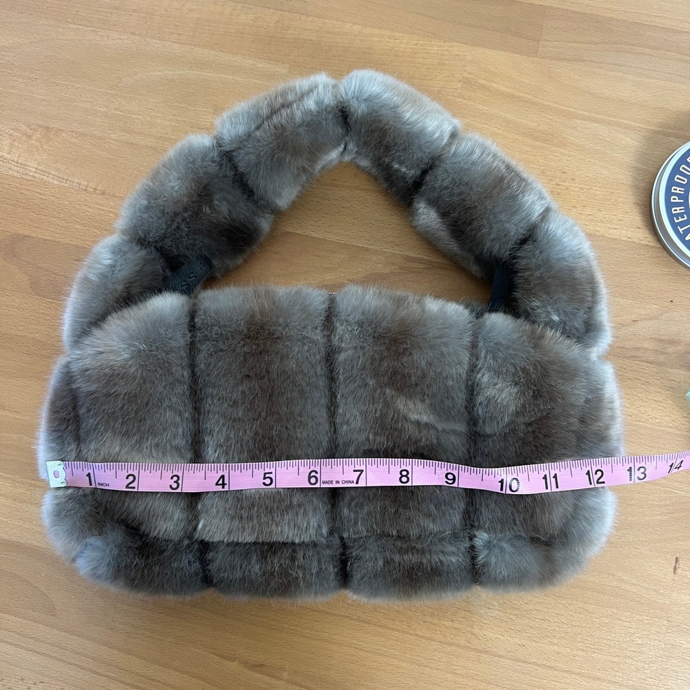 Marei 1998 Gray Vegan Luxury Faux Fur Shoulder Bag 90s Y2k Style - Picture 4 of 10